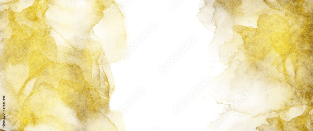 golden overlaying alcoholic paint on corners with copy space for text transparent background clip art