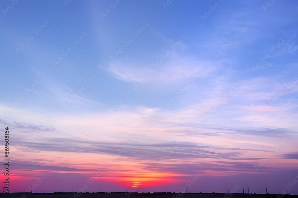 パステルピンクとブルーの空、オレンジとピンクがかった穏やかな夕暮れ、柔らかな色合いの空と優しい雲、サンセットカラーがほんのりと香る穏やかな空 パステルピンクとブルーの空、オレンジとピンクがかった穏やかな夕暮れ、柔らかな色合いの空と優しい雲、サンセットカラーがほんのりと香る穏やかな空