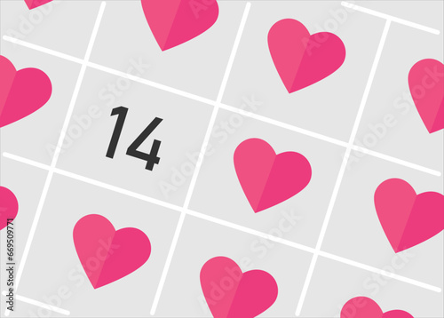 valentine hearts background calendar, vector