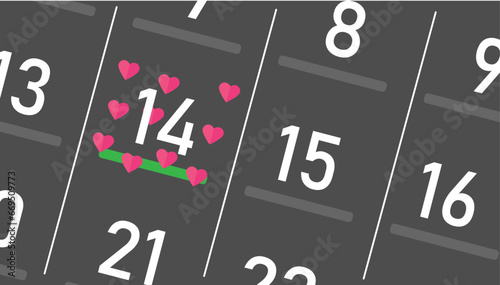 valentine hearts background calendar, vector