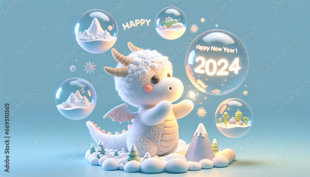 Obraz premium 2024年賀状_3DCG_016