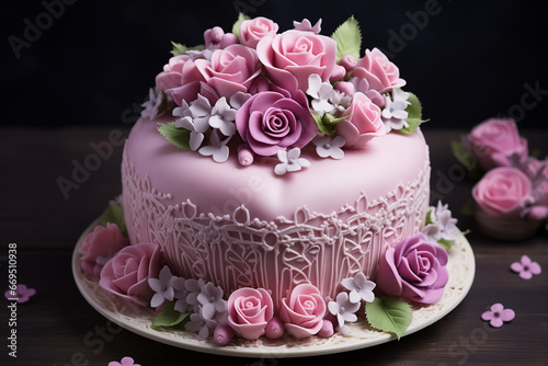 Elegantly Beautiful Strawberry Cake  A Delightful Tribute to Love on Your Wedding Anniversary