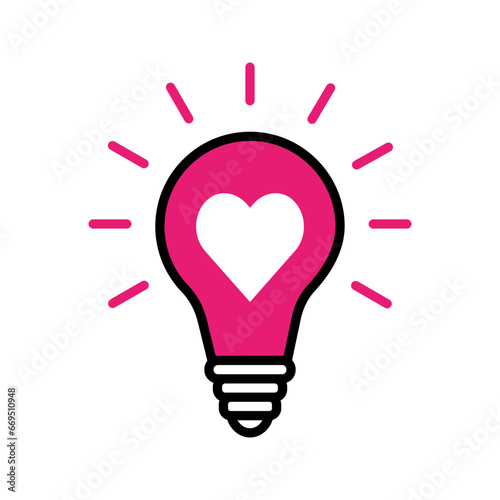 light bulb with heart icon vector