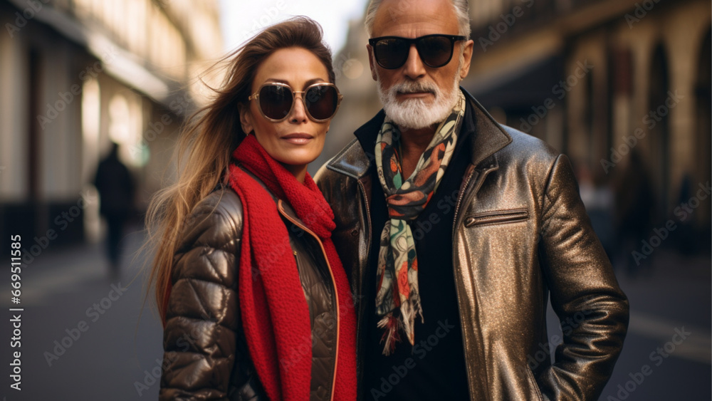 beautiful acouple luxury street style 45 years old , in paris beautiful acouple luxury street style 45 years old , in paris