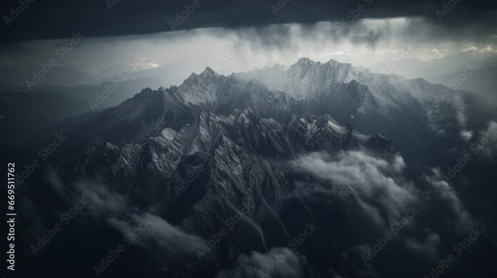 View from sky Photography landscape snow mountains Ai generated art