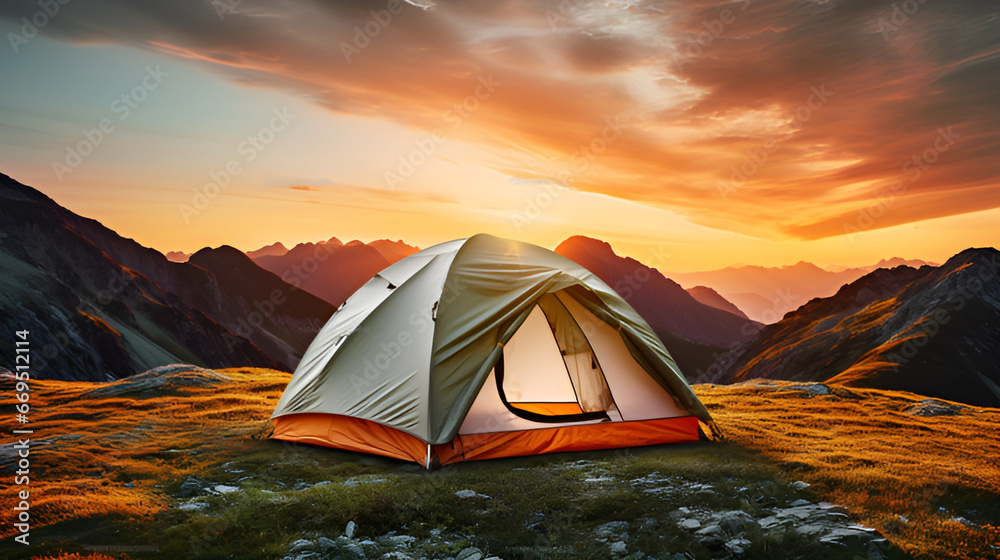 tent in the mountains,wonderful  Camping on montains Wallpaper Image, Mountainsides Images,AI Generative 
