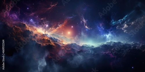 Cosmic nebula in deep space It showcases the stunning beauty of the universe beyond Earth. The concept of cosmic reality by Generative AI © chartchai