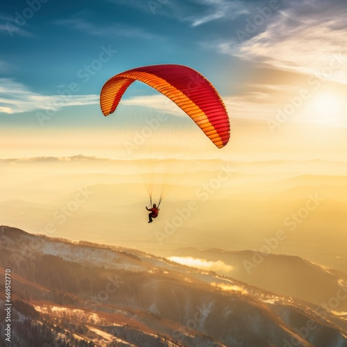 Gliding Through the Skies: Paragliding over Mountain Beauty