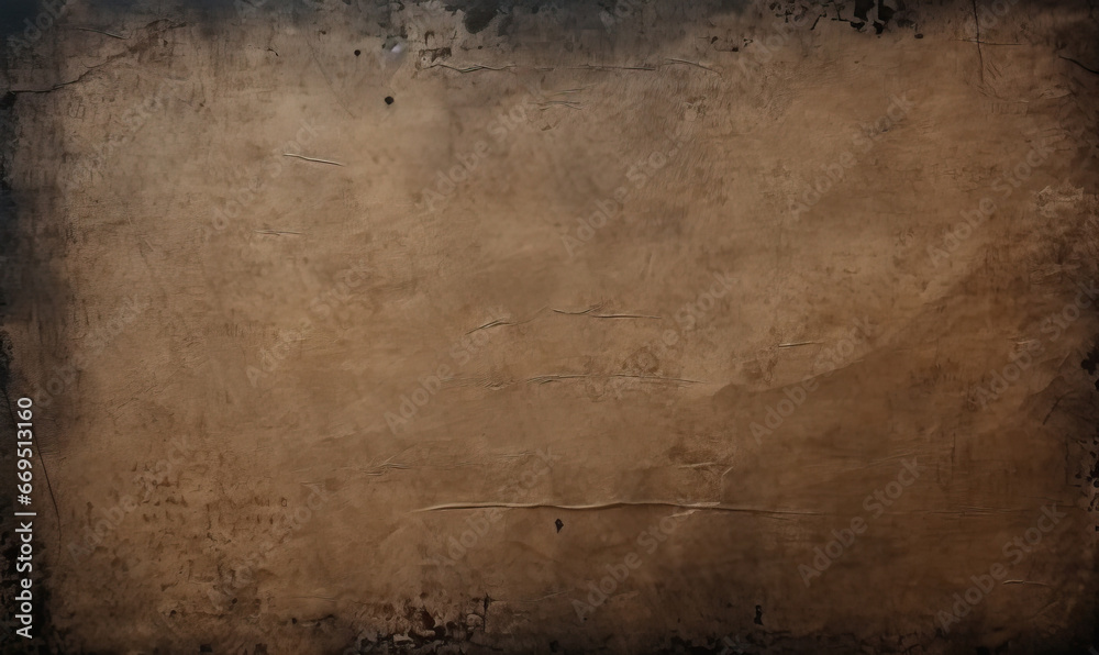 Naklejka premium Aged and textured, the dark old paper background reveals a tale of time.