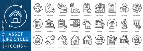 Asset life cycle icon vector illustration concept with an icon of planning, acquisition, operation, maintenance, and decommission photo