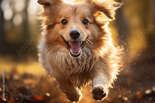 Portrait of a dog runing, Generative AI photo