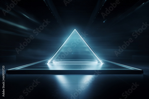 A triangular glass table, Generative AI
