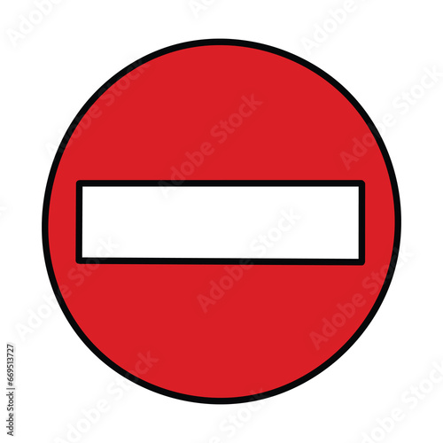 A hand-drawn cartoon icon of prohibition of traffic in one direction on a white background.