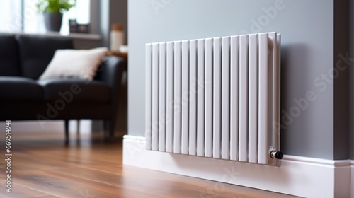 Efficient and modern heating radiator in a cozy house