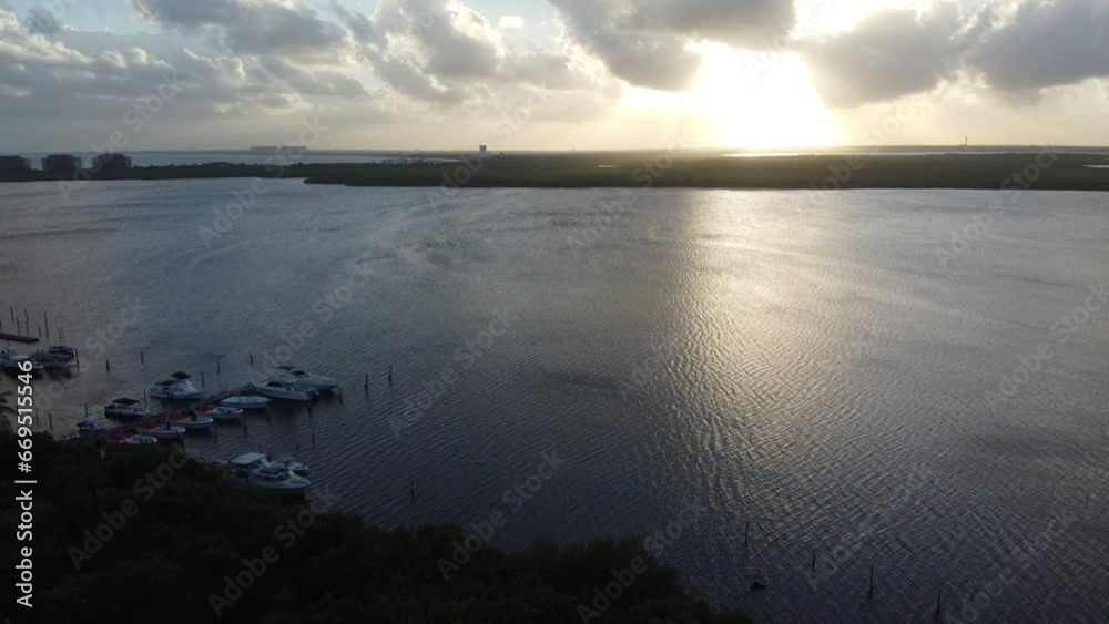 sunset over the lake of cancun mexico bay sunset over the lake of cancun mexico bay