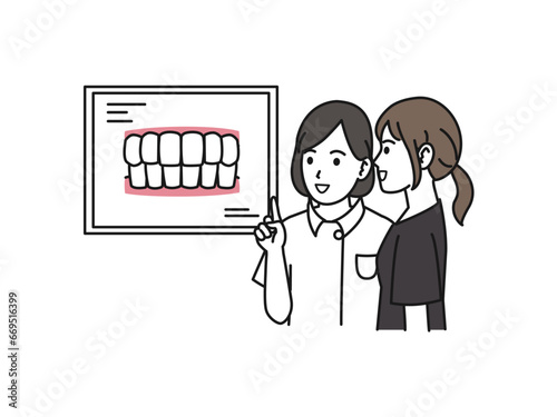 歯の状態について説明する歯科医師