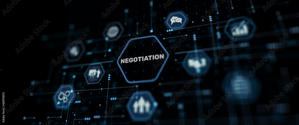 Business partners negotiation at meeting. Business abstract concept