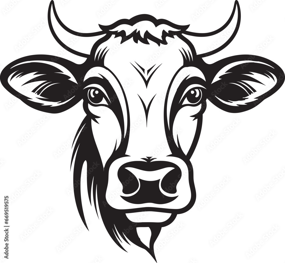 Dairy Cow Black Vector Logo for Print Black Dairy Cow Logo Vector for Print