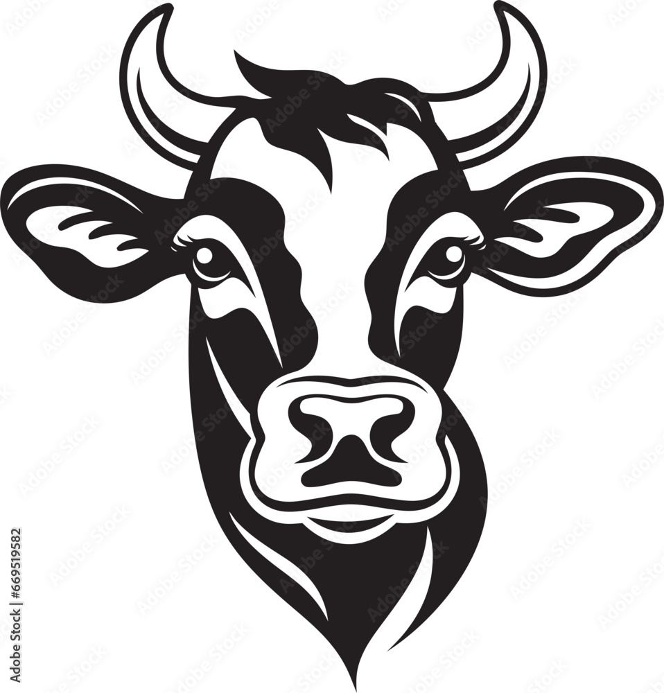 Dairy Cow Logo Icon Black Vector for Web Dairy Cow Black Vector Logo for Web