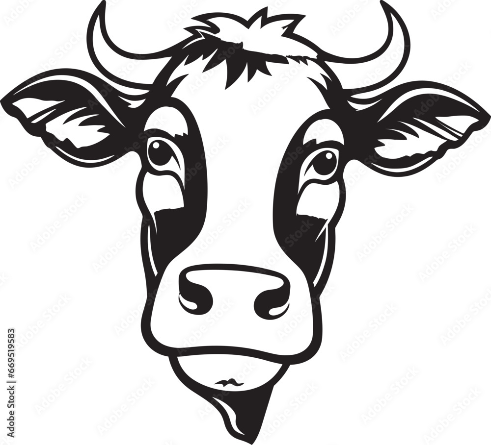 Vector Dairy Cow Logo Black for Print Dairy Cow Logo Icon Black Vector for Web