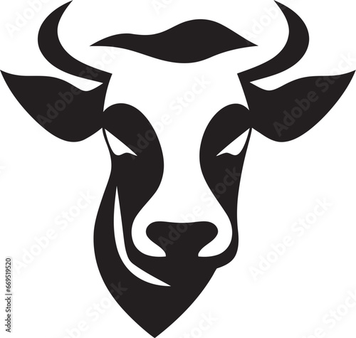 Dairy Cow Logo Design in Black Vector Black Vector Dairy Cow Logo Design Template