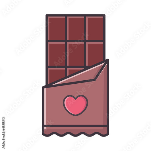 Chocolate bar with squares in wrapper icon vector on trendy design