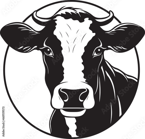 Dairy Cow Logo Icon Black Vector for App Dairy Cow Black Vector Logo for App