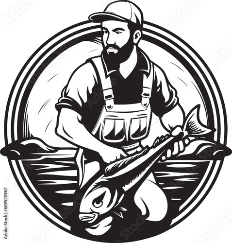 Fisherman Logo with Vintage Background Timeless Elegance Fisherman Logo with Modern Background Progress and Innovation