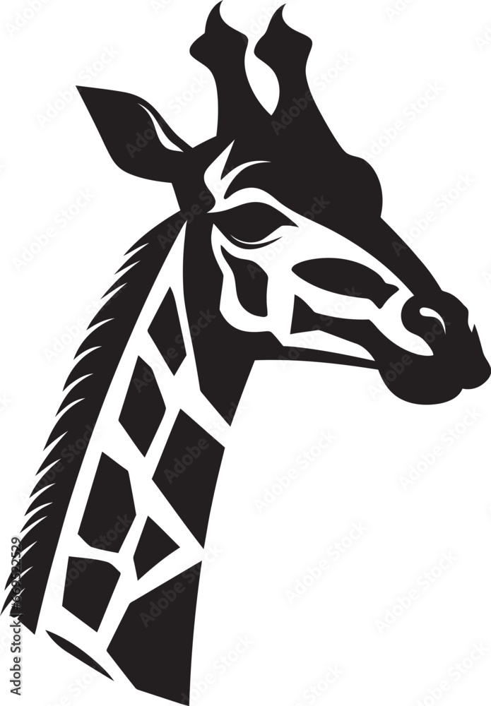 Naklejka premium Towering Grace in Black Emblem Design Regal Necked Ambassador Giraffe Logo