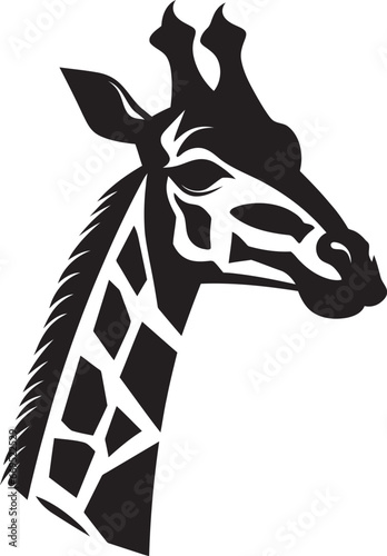 Towering Grace in Black Emblem Design Regal Necked Ambassador Giraffe Logo