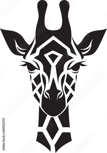 African Majesty in Black Giraffe Logo Wildlife Beauty in Minimalism Vector © BABBAN