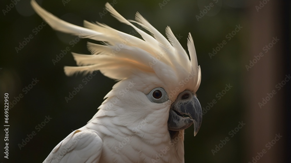 White cockatoo with mohawk silver peak bird picture AI generated art