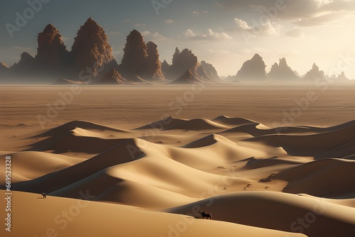 The scenery of gobi desert. Generative AI