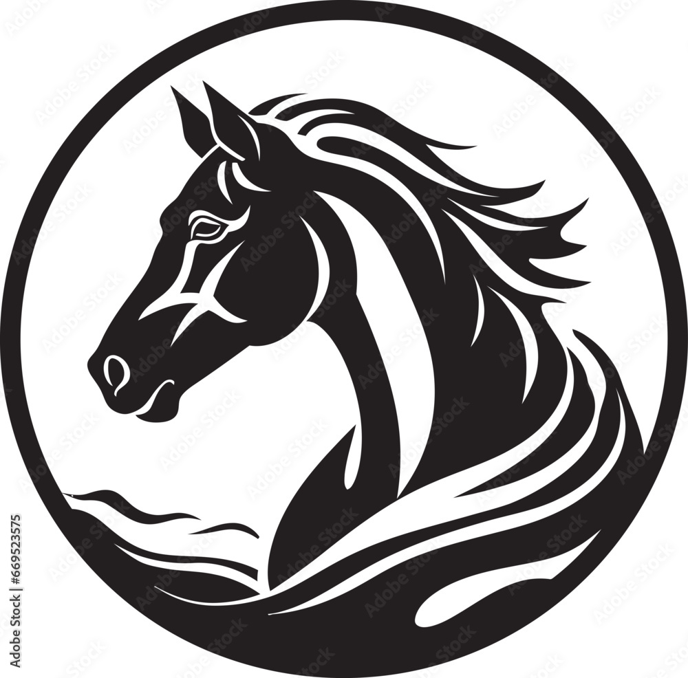 Fototapeta premium Steed Silhouette Majesty Minimalist Emblem Wildlifes Grace in Simplicity Vector Horse