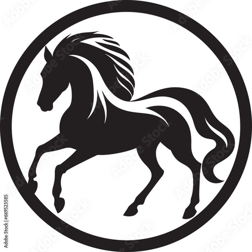 Emblem of Speed Minimalist Vector Symbol Serenity in Monochrome Equine Icon Design