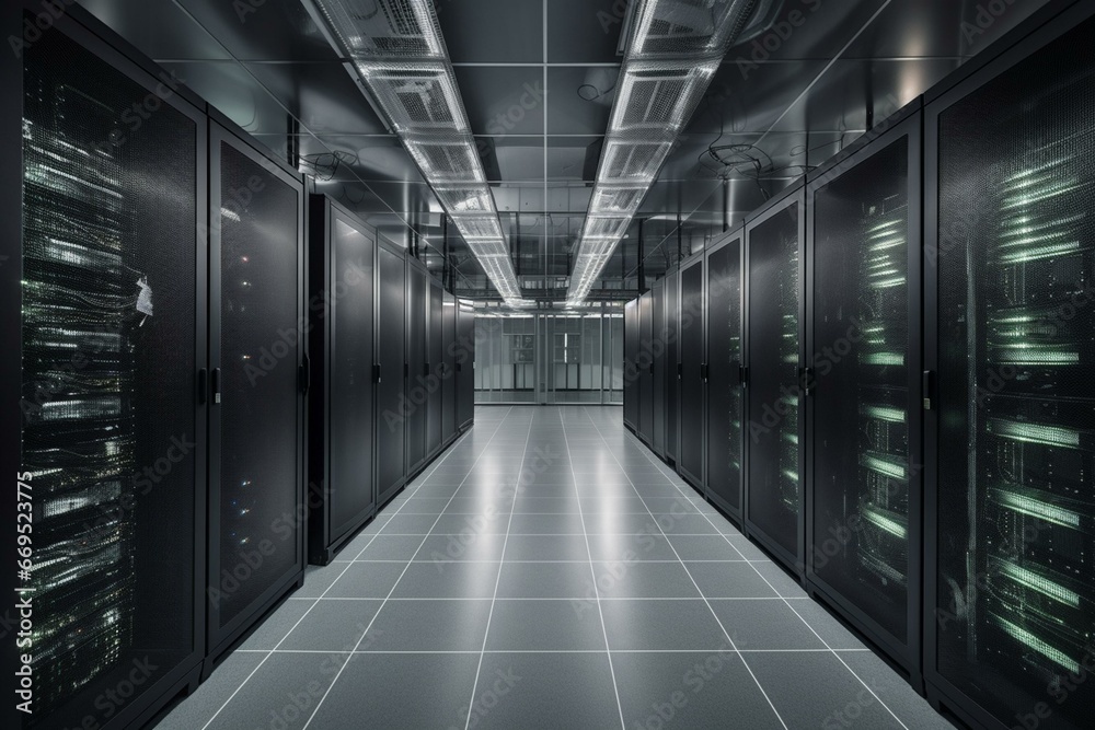 A room filled with servers in a data center. Generative AI