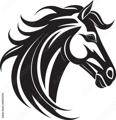 Noble Horse Emblem Monochromatic Symbol Steed Silhouette Majesty Logo Art