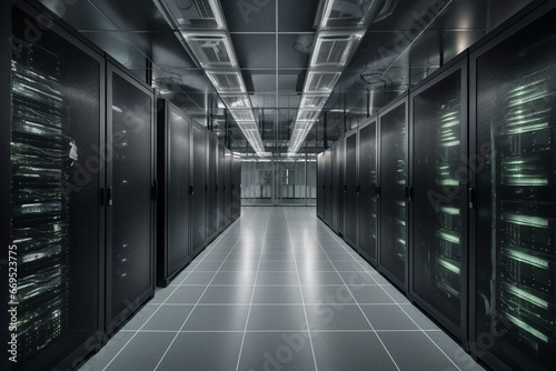 A room filled with servers in a data center. Generative AI