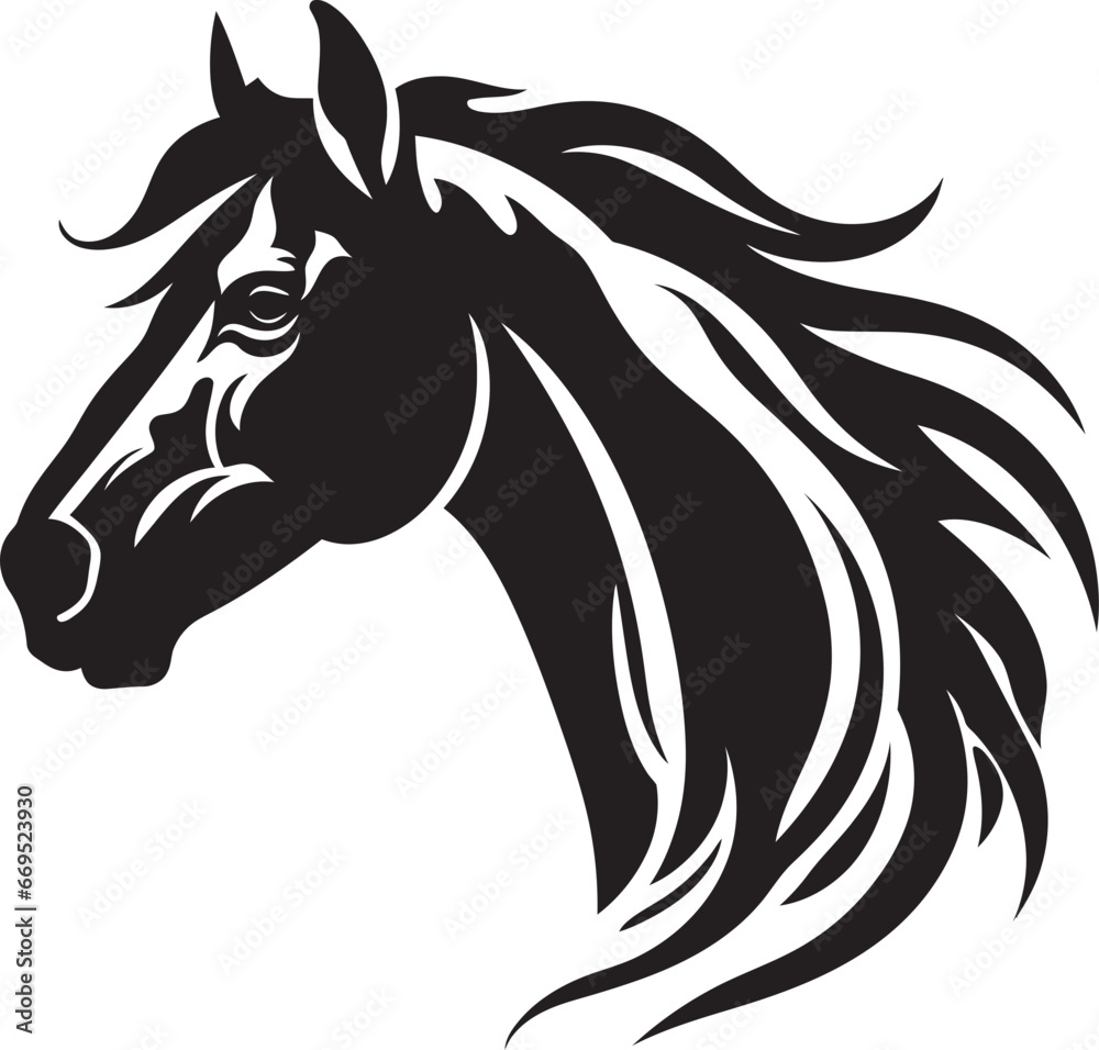 Emblematic Equine Excellence Logo Symbol Riders Serenity Monochromatic Horse Icon