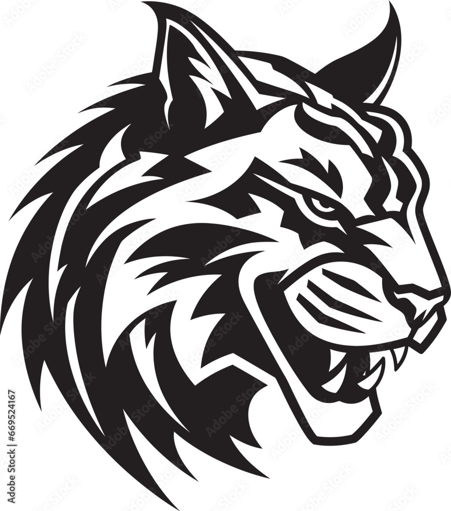 Fototapeta premium Stalkers Serenity in Black Emblematic Icon Majestic Wildcat Excellence Monochrome Logo