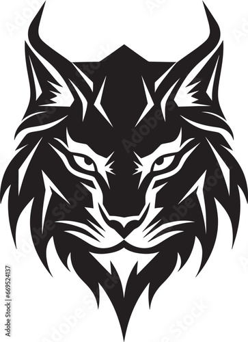Serenity in Black and White Lynx Symbol Graceful Feline Silhouette Iconic Emblem