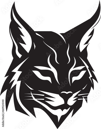 Elegant Wildcat Ambassador Monochromatic Vector Safari Sentinel Lynx Emblem Design