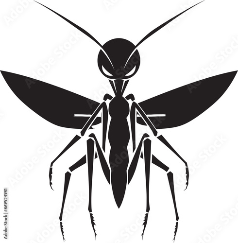 Regal Mantis Silhouette Black Icon Minimalistic Predator Art Monochrome Emblem