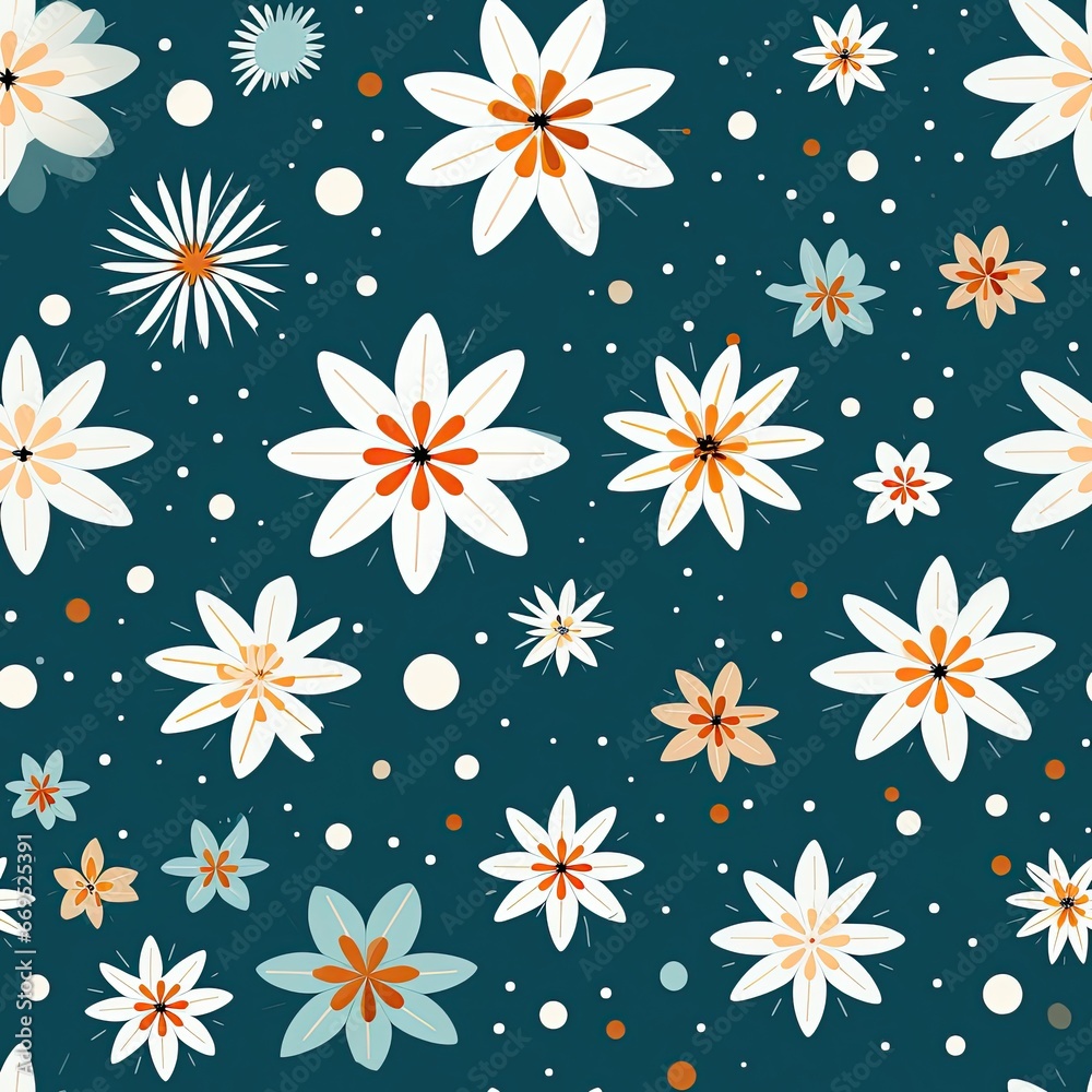 seamless pattern of flowers on a blue floral background. Vintage retro ornament for fabric seamless pattern of flowers on a blue floral background. Vintage retro ornament for fabric