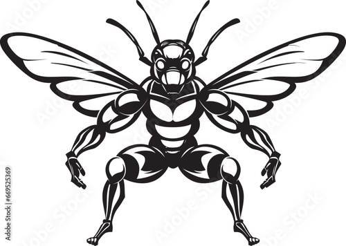 Swarm Majesty Iconic Hornet Emblem Minimalistic Predator Art Monochrome Icon photo