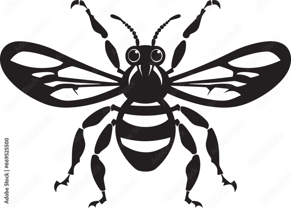Obraz premium Serenity Sentinel in Black and White Emblematic Art Noble Swarm Majesty Monochromatic Symbol
