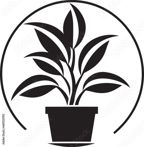 Natural Pottery Excellence Garden Logo Sleek Oasis Icon Monochrome Emblem Symbol