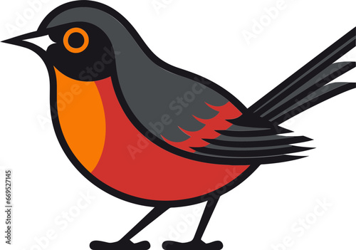 Woodlands Melodic Charm Black Robin Emblem Emblematic Natures Muse Logo Symbol