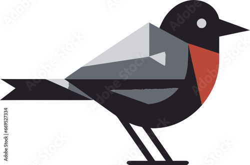 Majestic Melody of the Woodlands Emblematic Emblem Lyrical Robin Silhouette Monochrome Vector