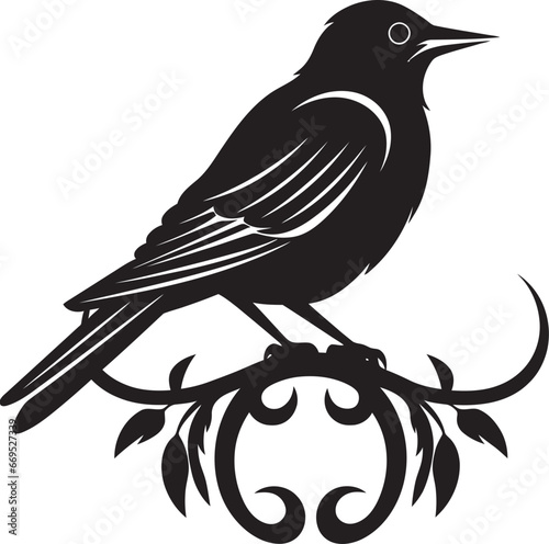 Lyrical Robin Silhouette Monochrome Vector Icon of Wildlifes Harmony Stylish Bird Logo